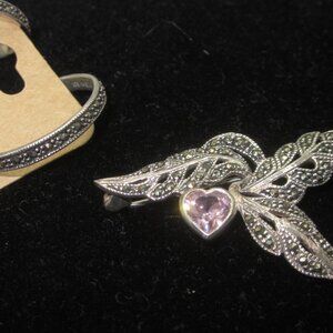 Sterling & Marcasite Earrings and Brooch